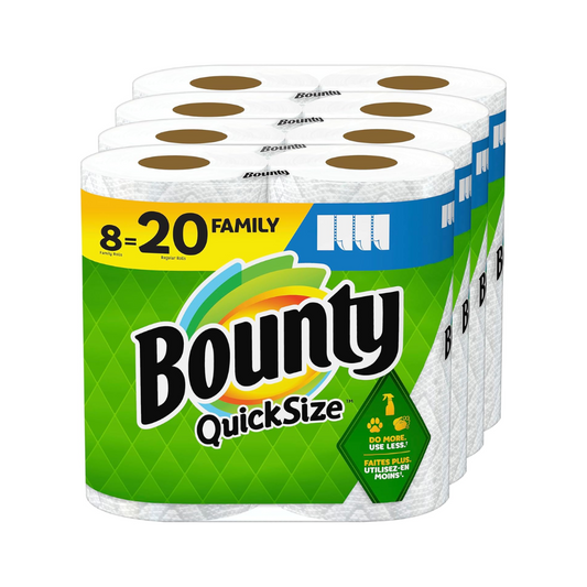 Quick Size Paper Towels - 8 Family Rolls, Equivalent to 20 Regular Rolls