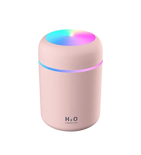 Portable Mini Humidifier - 300ml Cool Mist, LED Night Light, USB Desktop Humidifier, Grey