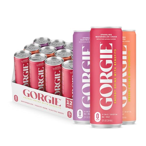 GORGIE Tropical Variety Sugar-Free Energy Drink - Pack of 12 Sparkling