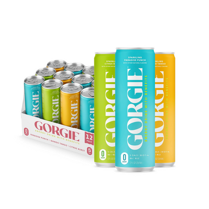 GORGIE Tropical Variety Sugar-Free Energy Drink - Pack of 12 Sparkling