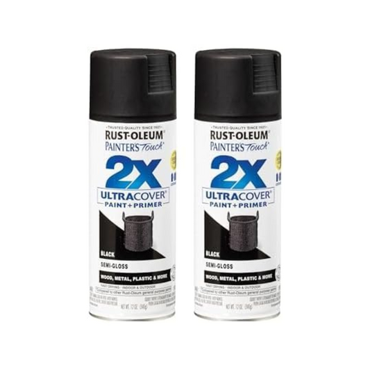 Rust-Oleum Painter's Touch 2X Spray Paint, Semi-Gloss Black, 12oz (2 Pack)