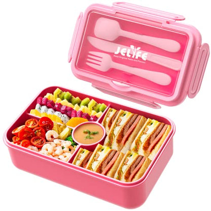 Lunch Box for Kids - Large Leakproof Bento Box with 4 Compartments, Macaron