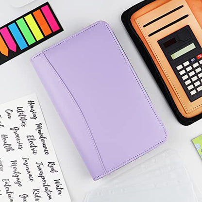 Budget Binder with Zipper Envelopes - A6 PU Leather Money Organizer