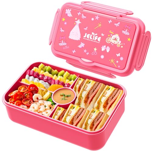 Lunch Box for Kids - Large Leakproof Bento Box with 4 Compartments, Macaron