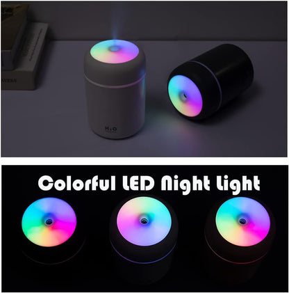 Portable Mini Humidifier - 300ml Cool Mist, LED Night Light, USB Desktop Humidifier, Grey