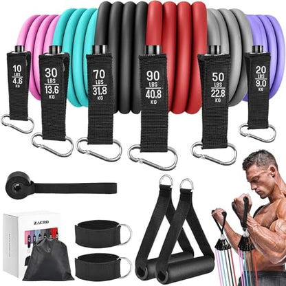 Resistance Bands for Working Out - 270 LBS Heavy Exercise Bands with Handles for Home Gym