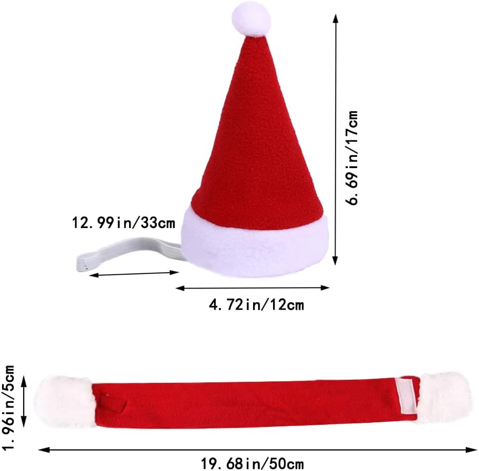 2PCS Cat Christmas Costume - Santa Hat & Scarf for Pets Party Outfit