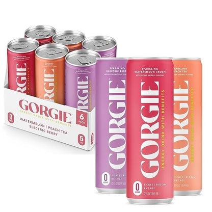 GORGIE Tropical Variety Sugar-Free Energy Drink - Pack of 12 Sparkling