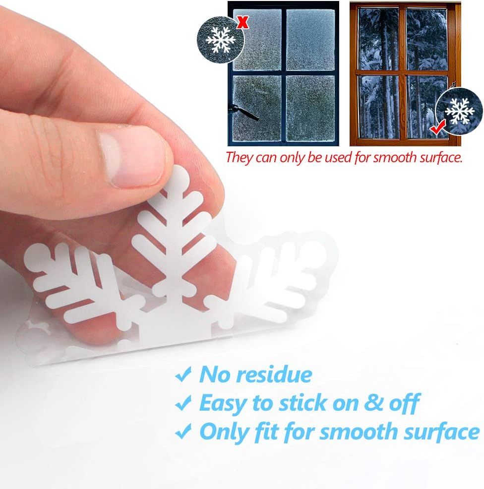 135Pcs Christmas Window Clings - Snowflake Static Decals for Decor