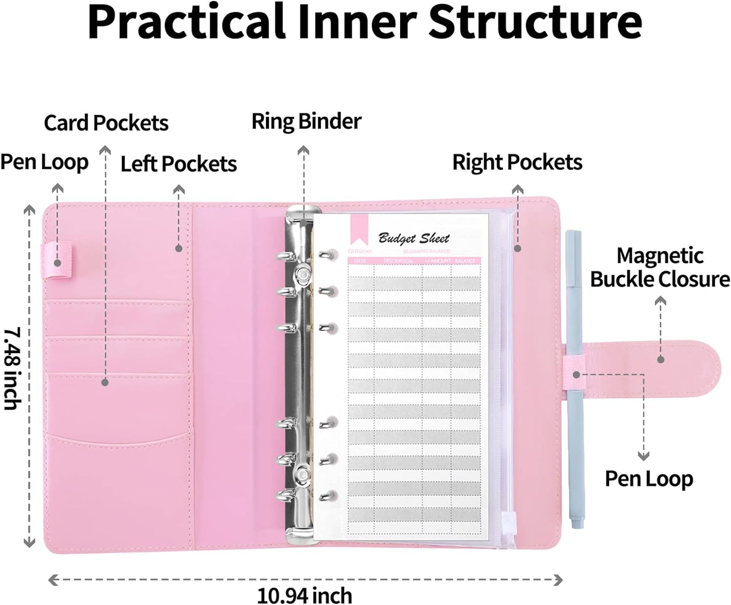 Budget Binder with Cash Envelopes - A6 Money Organizer & Stickers