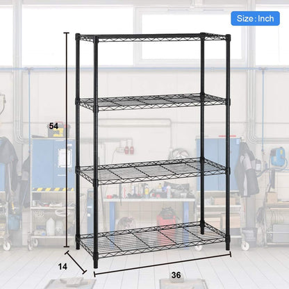 4-Tier Heavy Duty Metal Shelf - Adjustable Steel Rack, 1000 LBS Capacity