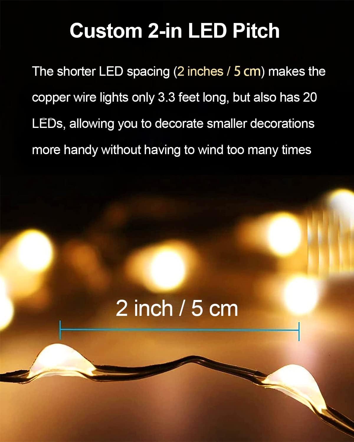 20 Pack Fairy Lights 3.3ft - Battery Operated Mini LED String Lights