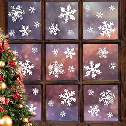 135Pcs Christmas Window Clings - Snowflake Static Decals for Decor