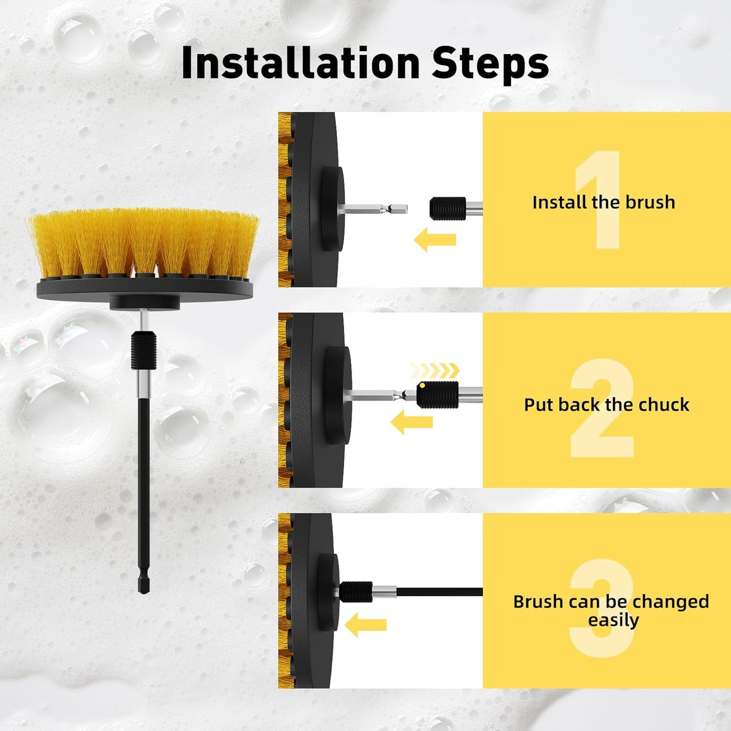 4-Pack Drill Brush Set - Power Scrubber for Grout, Floor, Tile & More