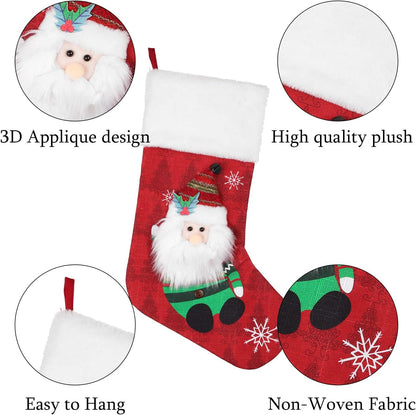 4 Pack Christmas Stockings 19" - Santa, Reindeer, Snowman, Penguin