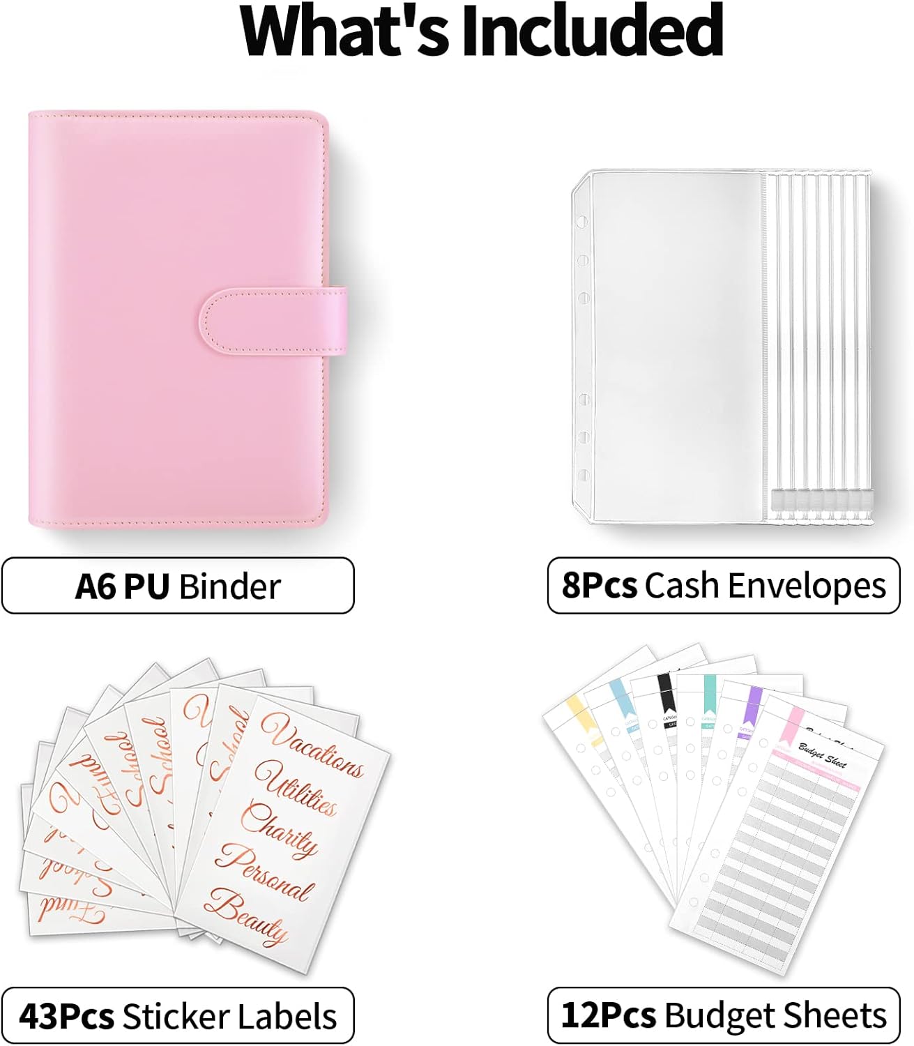 Budget Binder with Cash Envelopes - A6 Money Organizer & Stickers