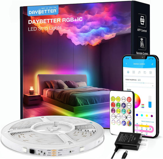 RGB Smart IC LED Strip Lights 16.4ft - DIY Color Changing with Music Sync