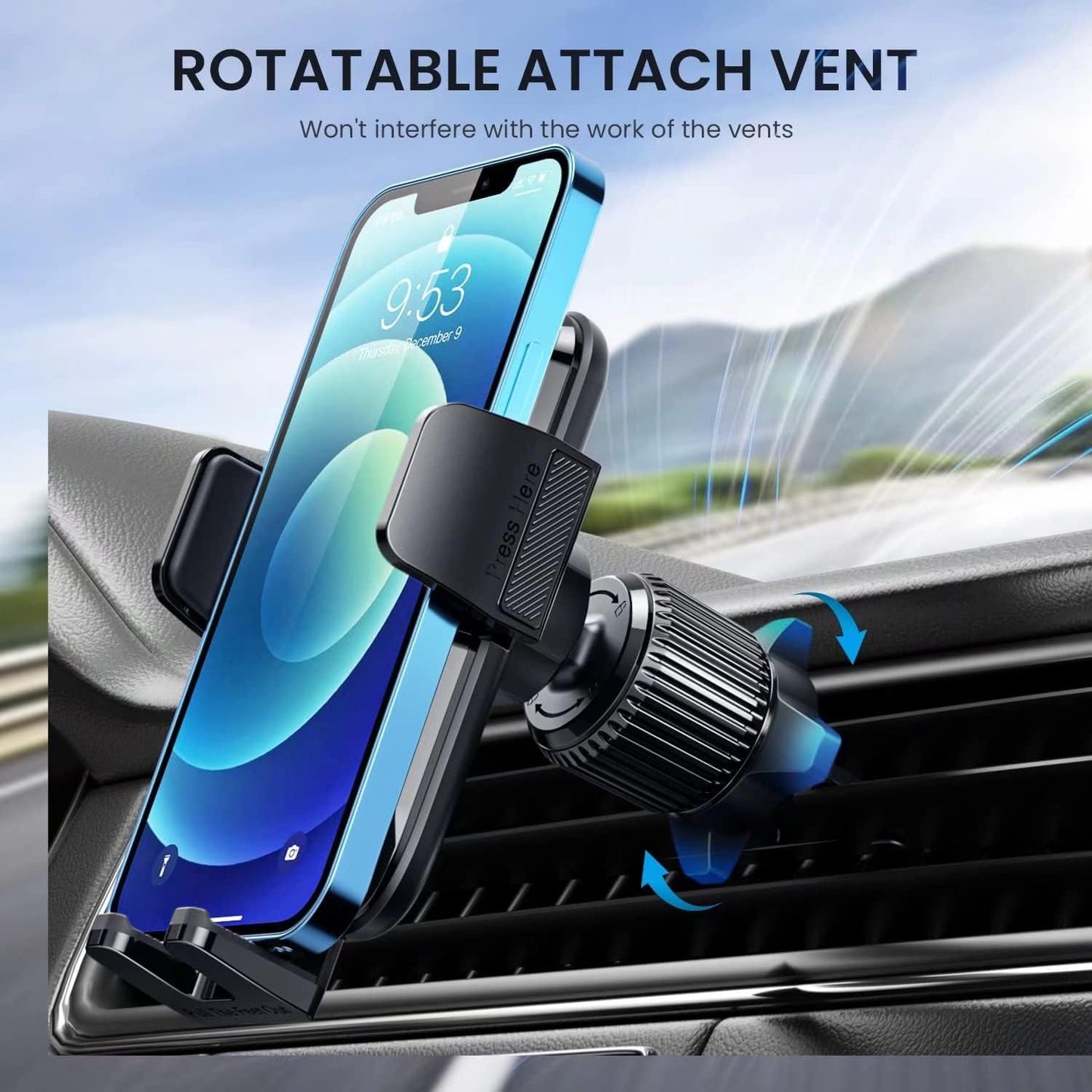 Car Vent Phone Mount - Upgraded Metal Clip, Universal Hands-Free Cell Phone Holder