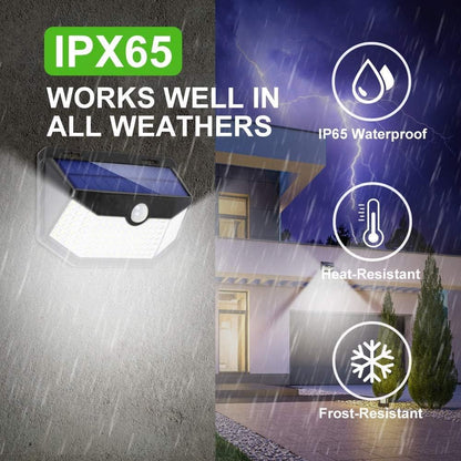 120 LED Solar Motion Sensor Lights - IP65 Waterproof, 3 Modes for Yard & Patio