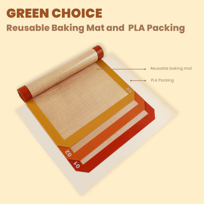 3 Pcs Silicone Baking Mats - Non-Stick, Reusable for Half & Quarter Sheet Baking