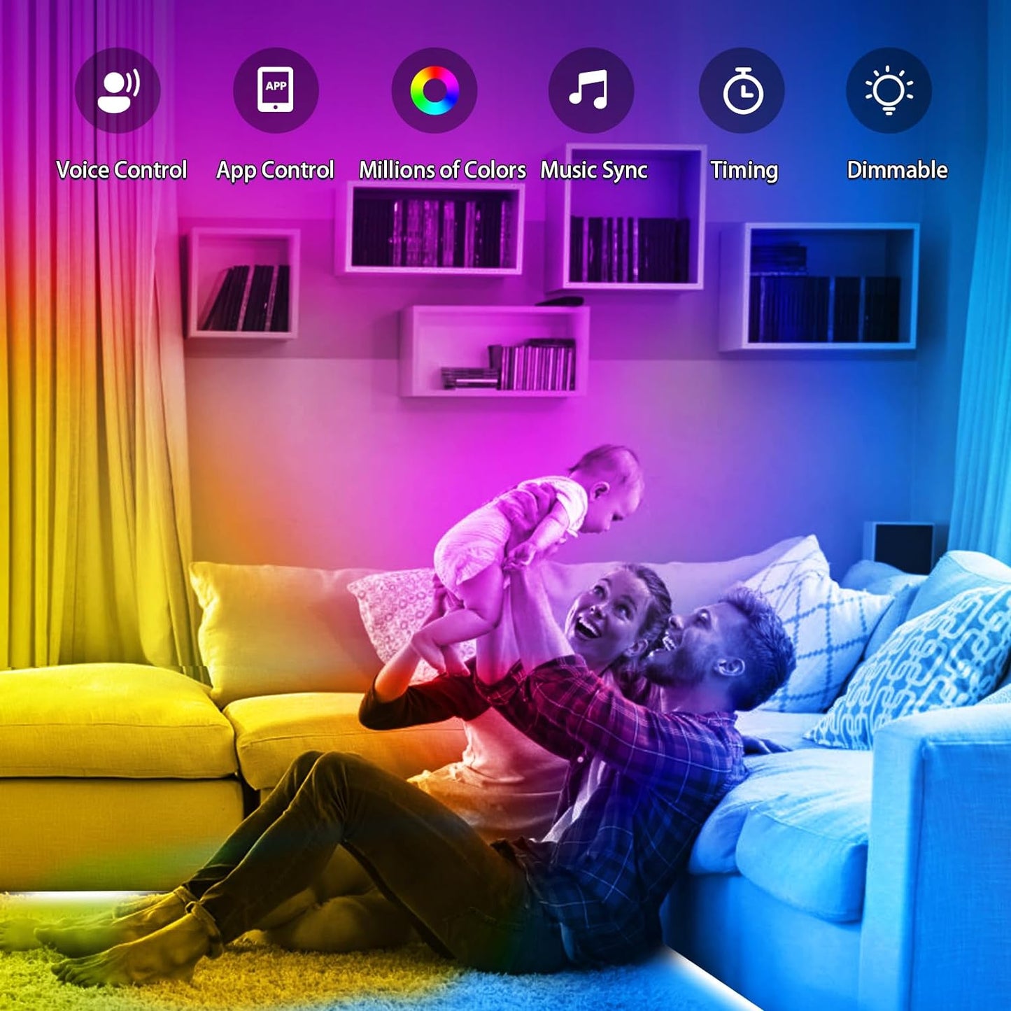 16.4ft Smart LED Strip Lights - WiFi RGB Lights with App & Music Sync