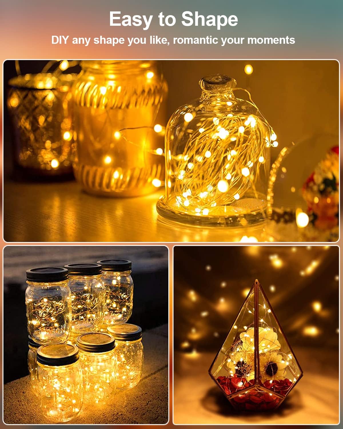 20 Pack Fairy Lights 3.3ft - Battery Operated Mini LED String Lights