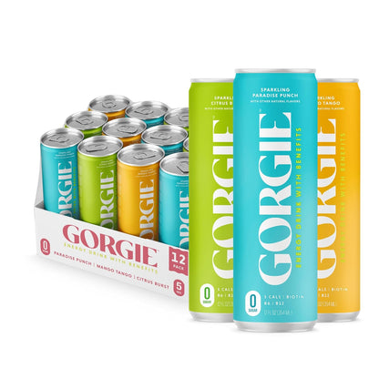 GORGIE Tropical Variety Sugar-Free Energy Drink - Pack of 12 Sparkling