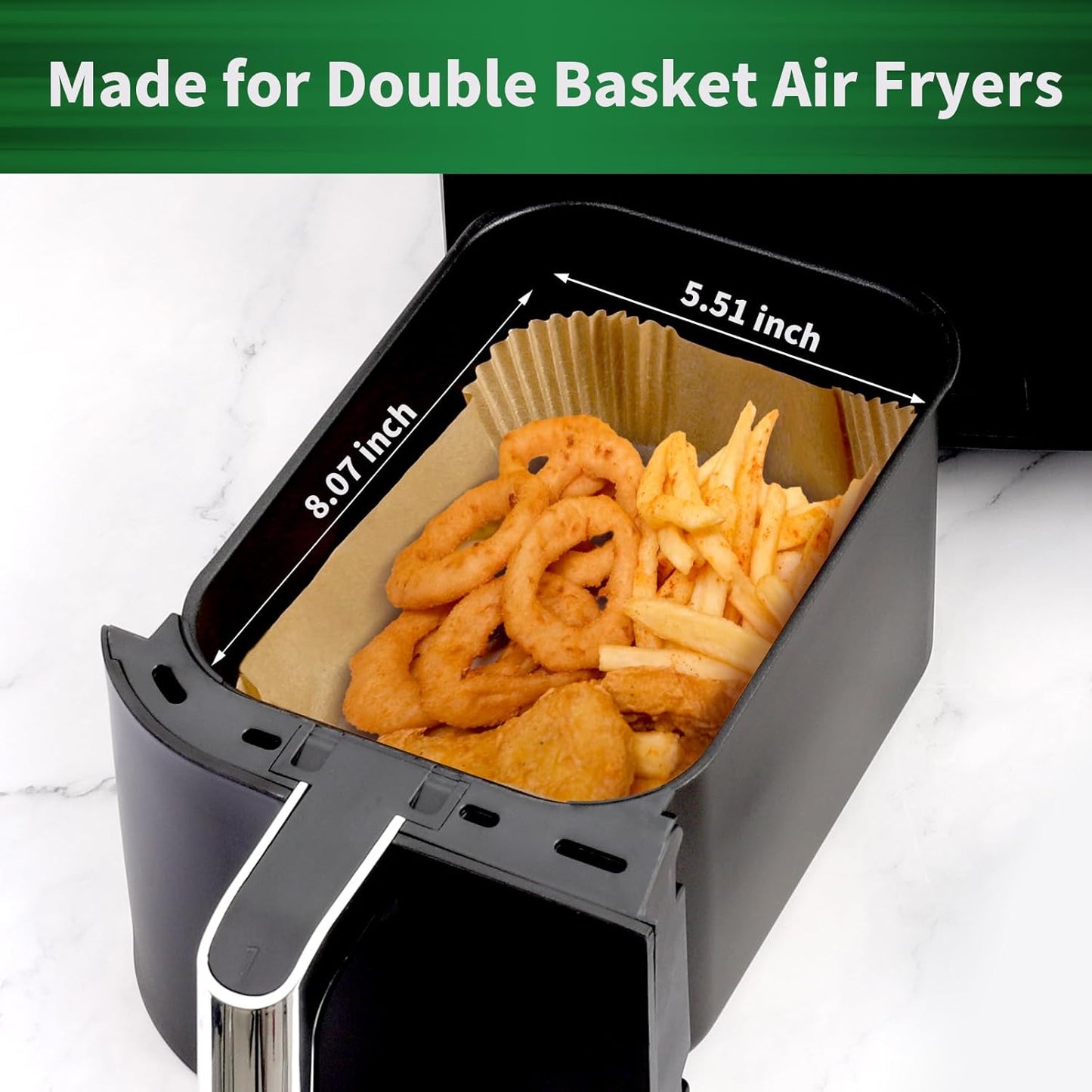 Disposable Air Fryer Liners - 100 Pcs Parchment Paper for Ninja & COSORI 2 Basket