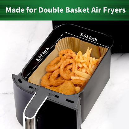 Disposable Air Fryer Liners - 100 Pcs Parchment Paper for Ninja & COSORI 2 Basket