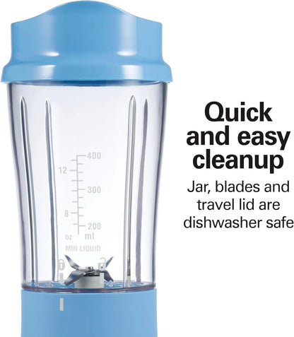 Beach Portable Blender for Shakes & Smoothies - 14 Oz BPA-Free Cup, Blue