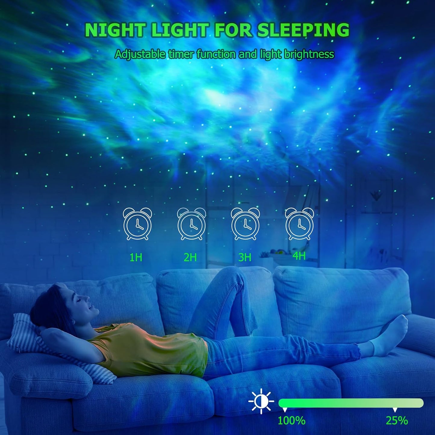 Galaxy Star Projector with Timer & Remote - Night Light for Bedroom