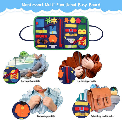 Busy Board Montessori Baby Toys - Sensory Gift for Toddlers Boys & Girls 1-4