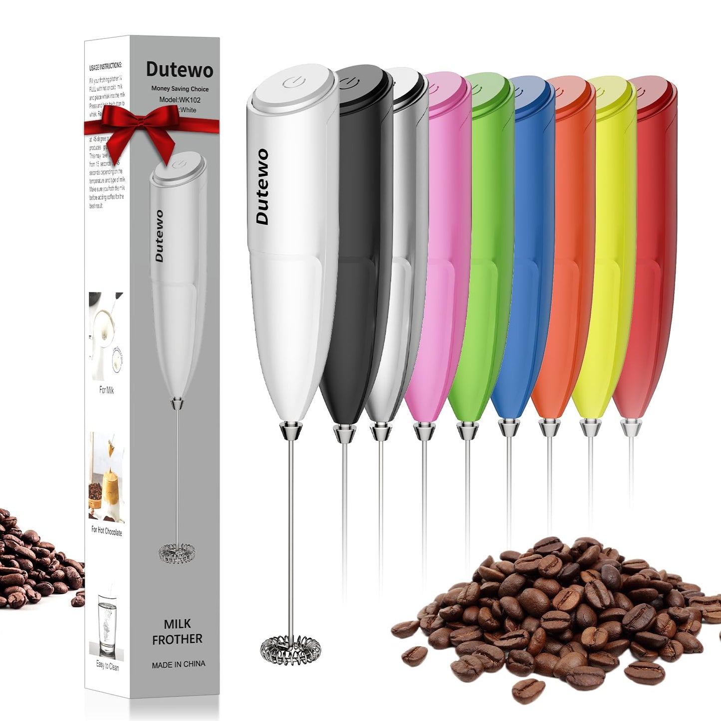 Hand Mixer Milk Frother - Dutewo Electric Whisk for Lattes, Cappuccino & More