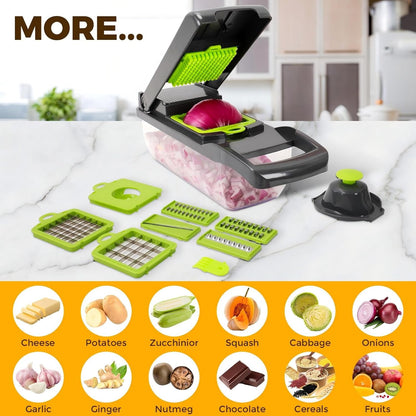 13-in-1 Vegetable Chopper - Multifunctional Food Chopper with 7 Blades, Container