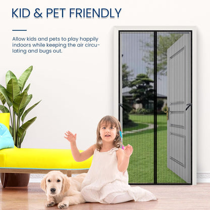 Magnetic Screen Door 38x83" - Bug-Blocking Mesh with Magnetic Closure