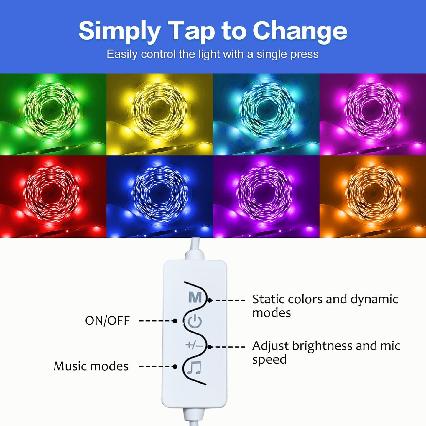 16.4ft Smart LED Strip Lights - WiFi RGB Lights with App & Music Sync