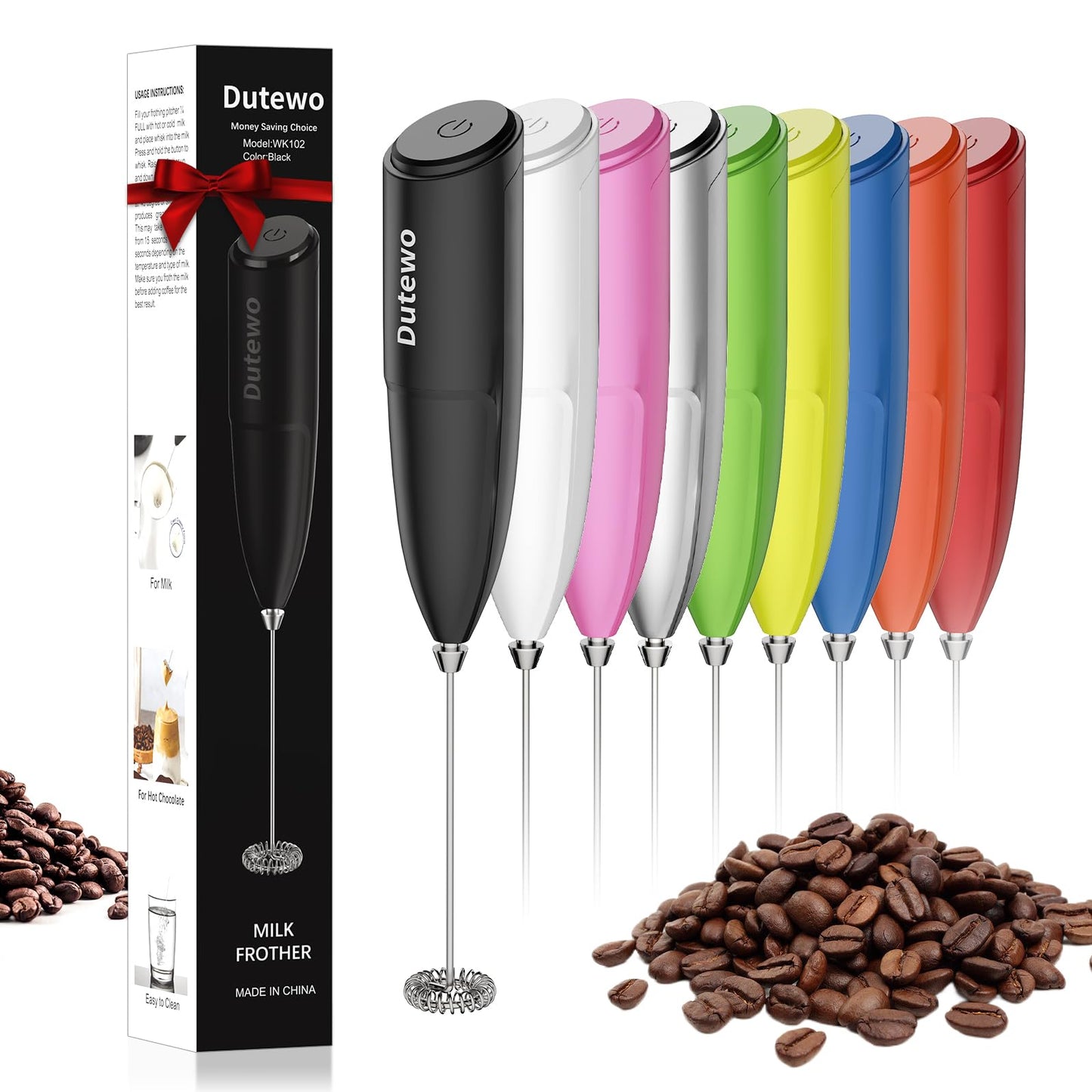 Hand Mixer Milk Frother - Dutewo Electric Whisk for Lattes, Cappuccino & More