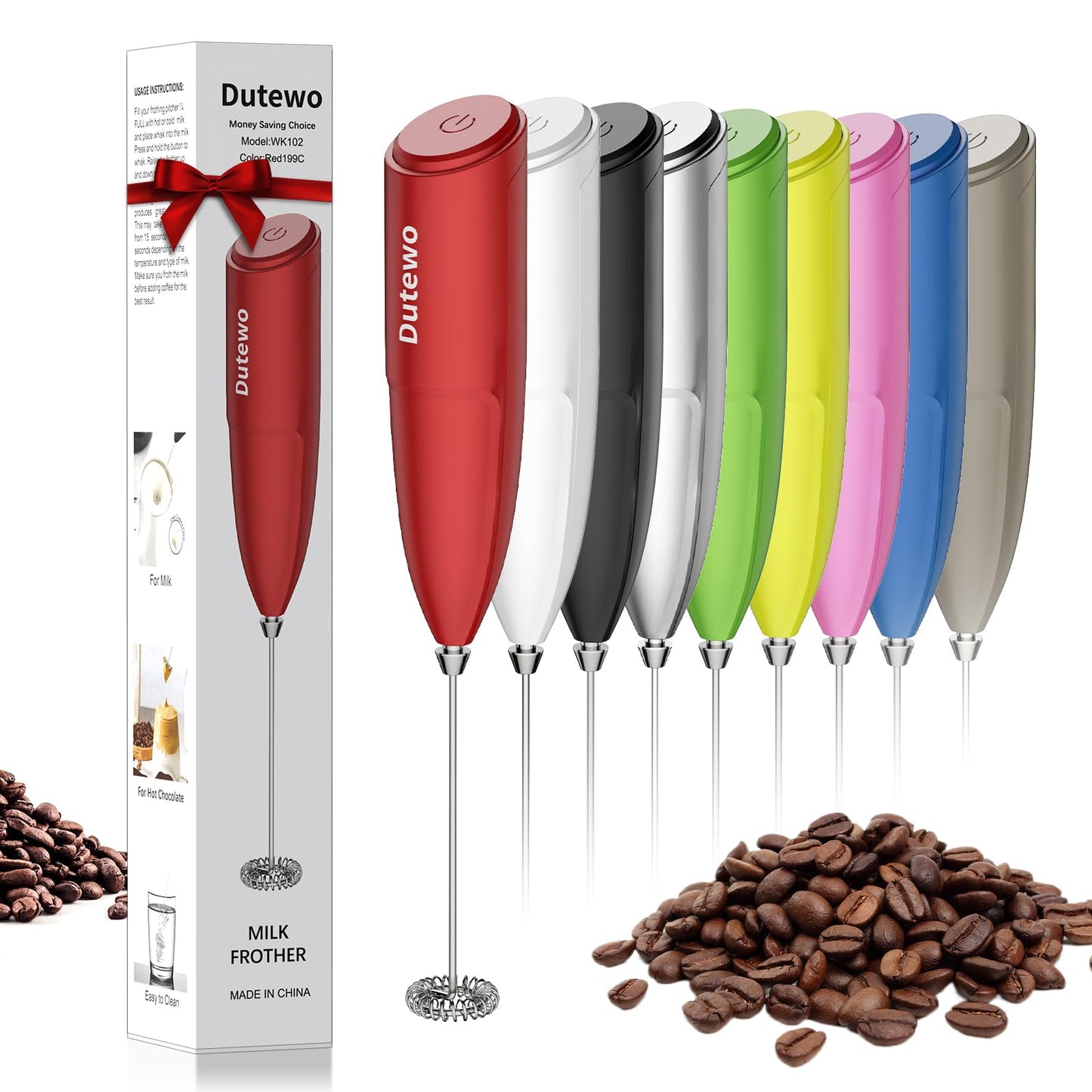 Hand Mixer Milk Frother - Dutewo Electric Whisk for Lattes, Cappuccino & More