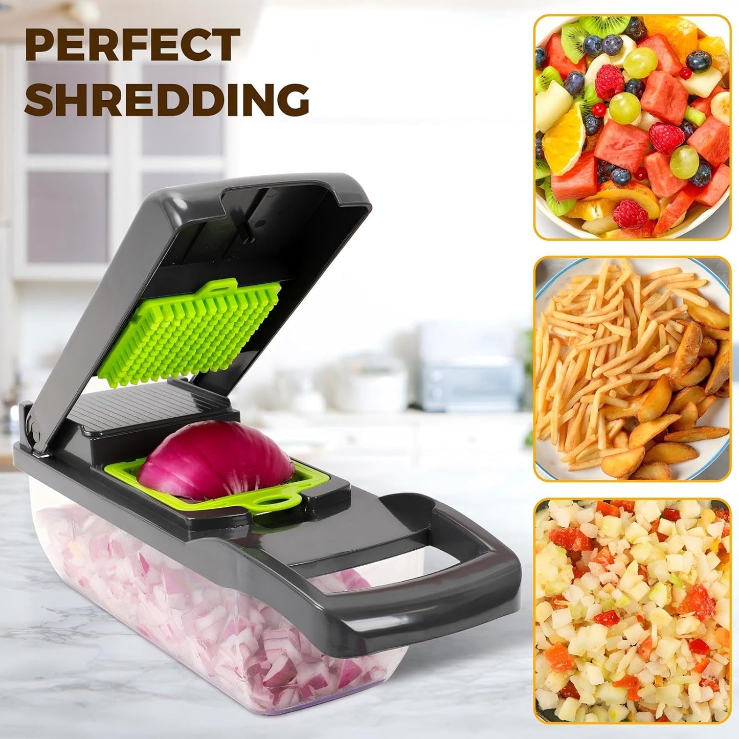 13-in-1 Vegetable Chopper - Multifunctional Food Chopper with 7 Blades, Container