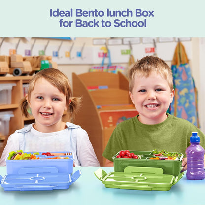 Lunch Box for Kids - Large Leakproof Bento Box with 4 Compartments, Macaron