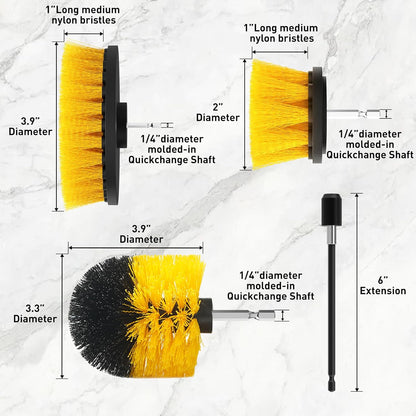 4-Pack Drill Brush Set - Power Scrubber for Grout, Floor, Tile & More