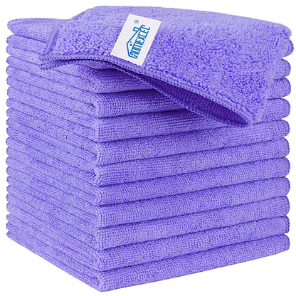 12-Pack Microfiber Cleaning Cloths - Assorted Colors, 11.5"x11.5"