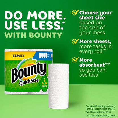 Quick Size Paper Towels - 8 Family Rolls, Equivalent to 20 Regular Rolls