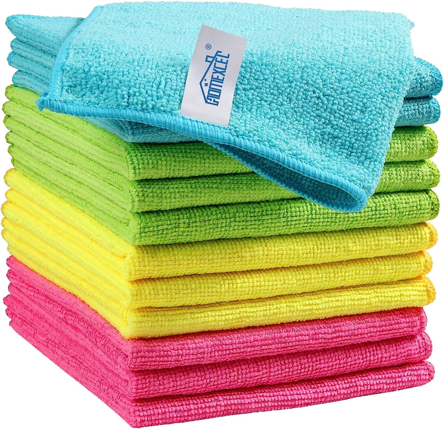 12-Pack Microfiber Cleaning Cloths - Assorted Colors, 11.5"x11.5"