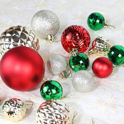 36 PCS Shatterproof Christmas Ball Ornaments - Red, Green, Gold Multi-Size