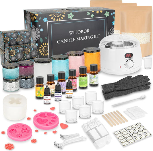 Candle Making Kit - Complete DIY Set with Soy Wax Warmer for Beginners