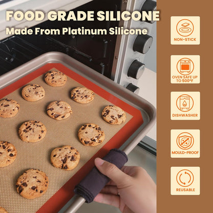 3 Pcs Silicone Baking Mats - Non-Stick, Reusable for Half & Quarter Sheet Baking