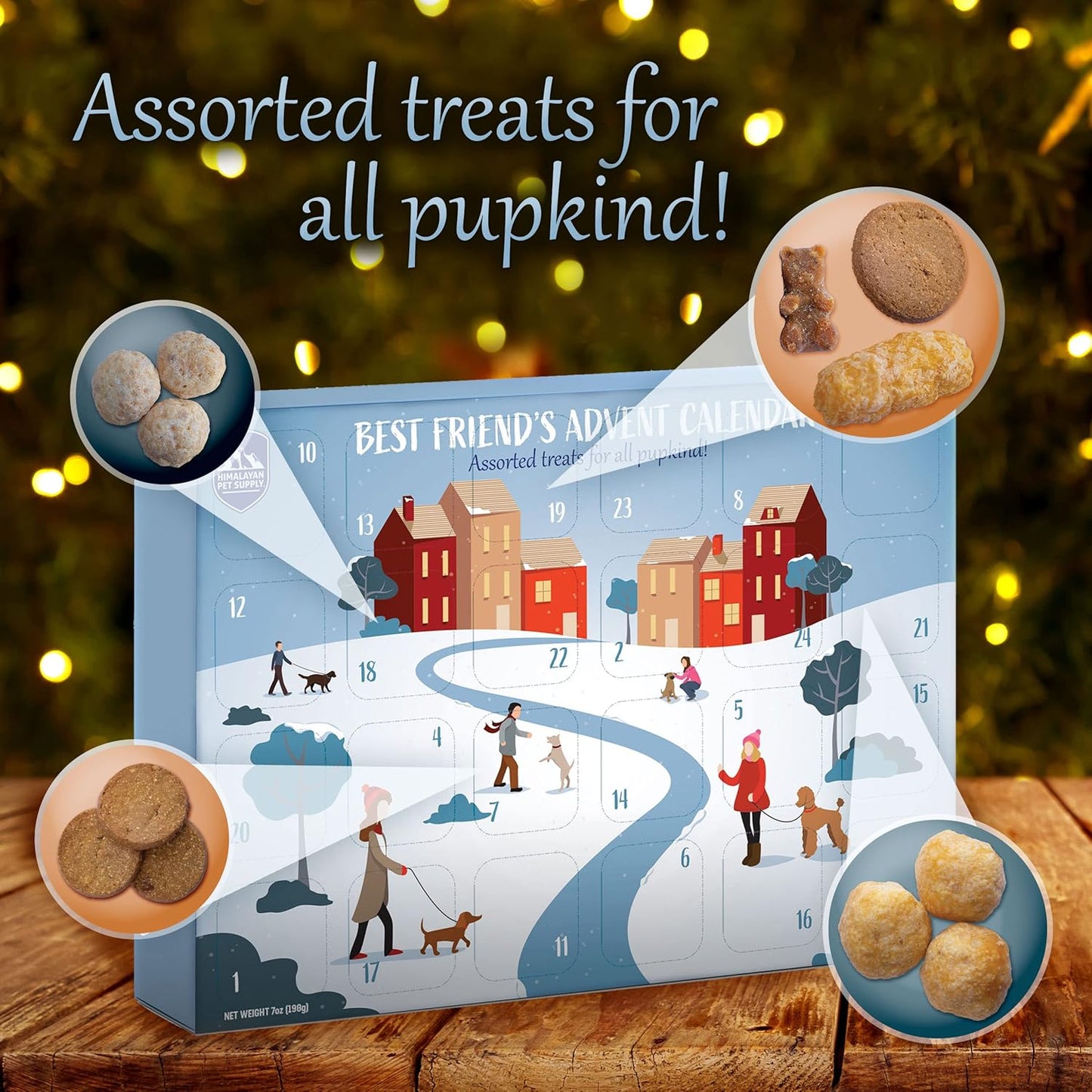 Dog Advent Calendar - 24 Chewy Treats for All Breeds, Holiday Fun