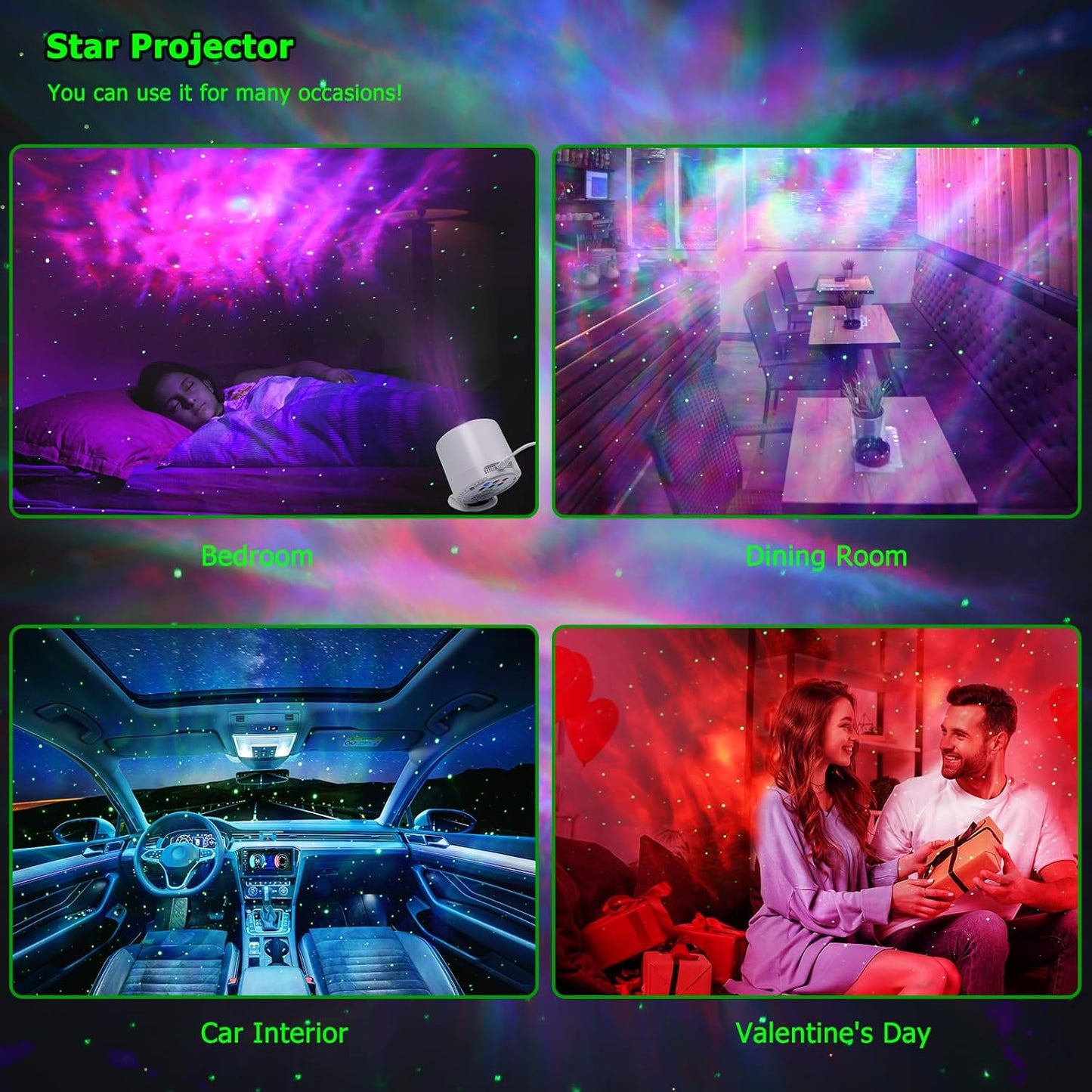 Galaxy Star Projector with Timer & Remote - Night Light for Bedroom