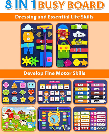 Busy Board Montessori Toy 1-4 Year Olds - Sensory Educational Gift